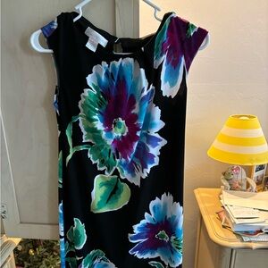 London Times purple, white, blue, green and black dress, size 4.